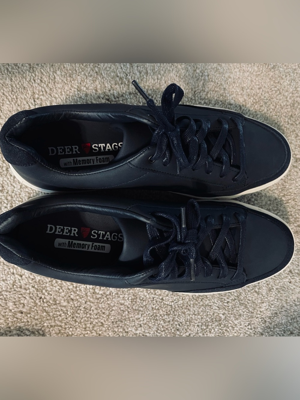 Deer Stags Men's Dark Navy Lace-Up Memory Foam Sneakers